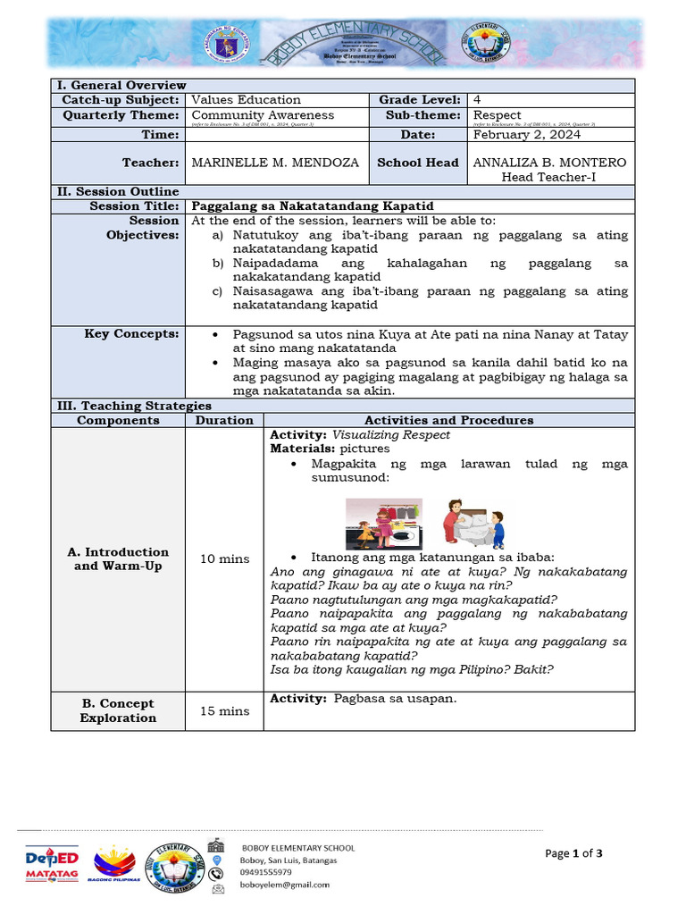 Grade4 Values Ed - Catch Up Friday | PDF