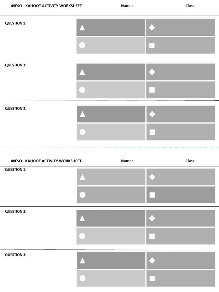 Kahoot template PDF