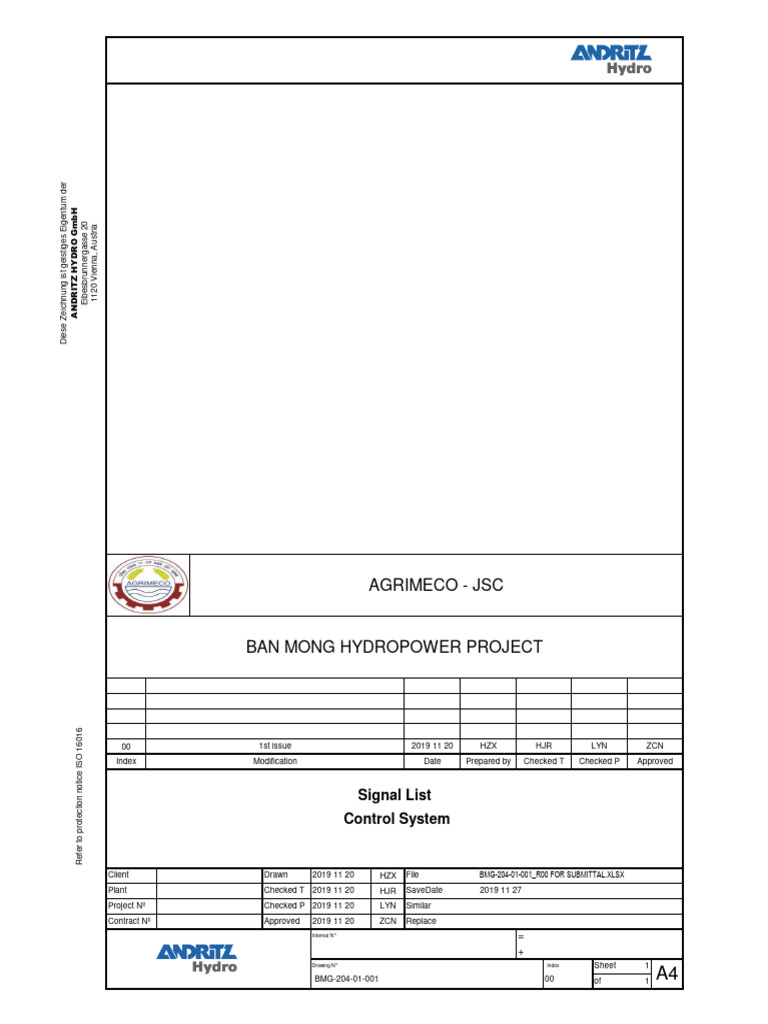 Hydropower Control System Signal List | PDF | Turbine | Pump