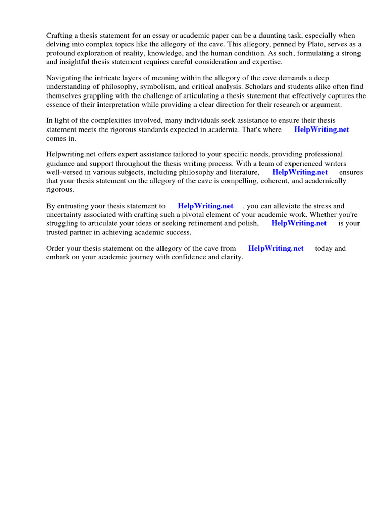 Thesis Statement Allegory of The Cave PDF Allegory Truth