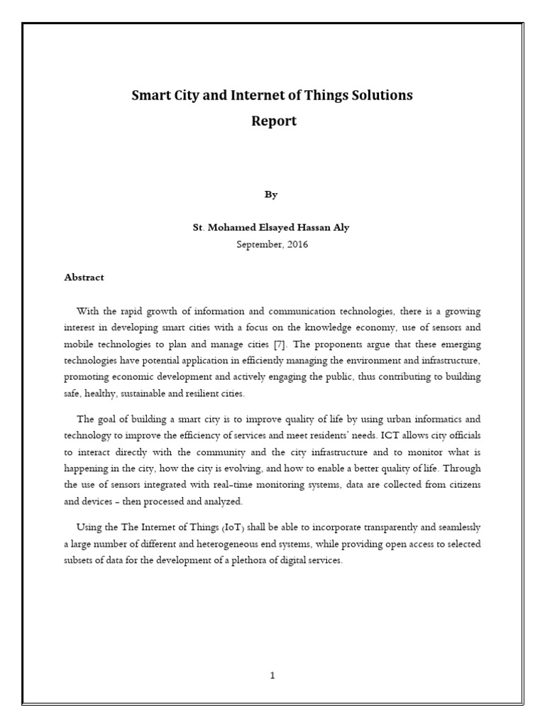 Smart City and Internet of Things Solutions | PDF | Internet Of Things ...