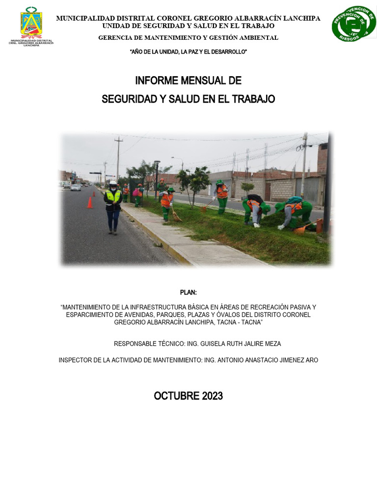 Informe Mensual de Seguridad Laboral 2023 | PDF