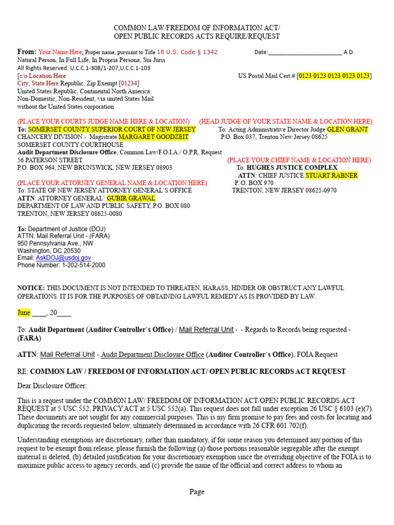 FOIA Request for Judge Goodzeit's Records | PDF | Freedom Of ...