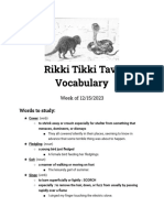 Rikki Tikki Vocabulary Study Guide - Student