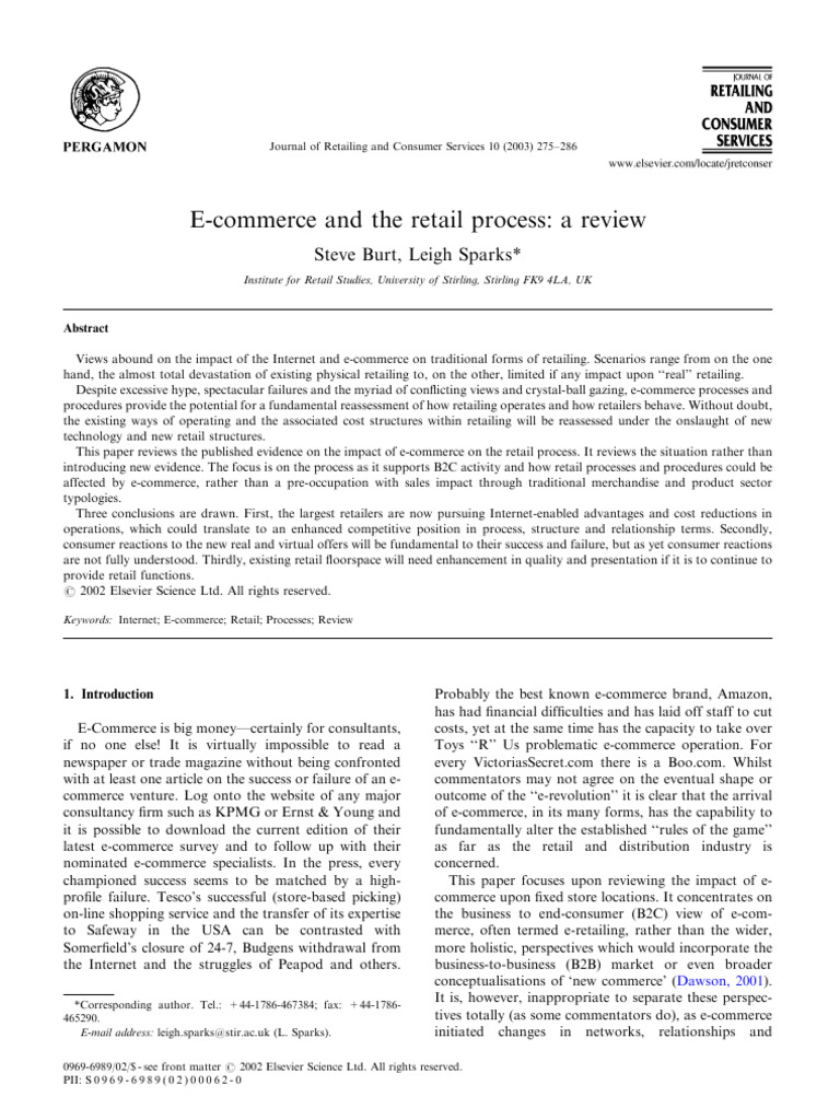 E-Commerce Impact on Retail Processes | PDF | Retail | E Commerce