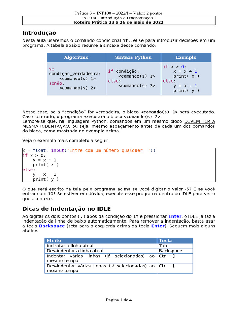 Roteiro Da Pratica 03 | PDF | Roedor | Python (linguagem de programação)