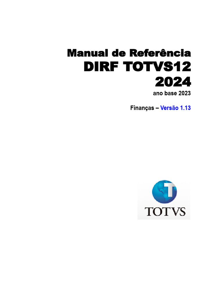 DIRF 2024 Documentacao TOTVS12 | PDF | Impostos | Informação