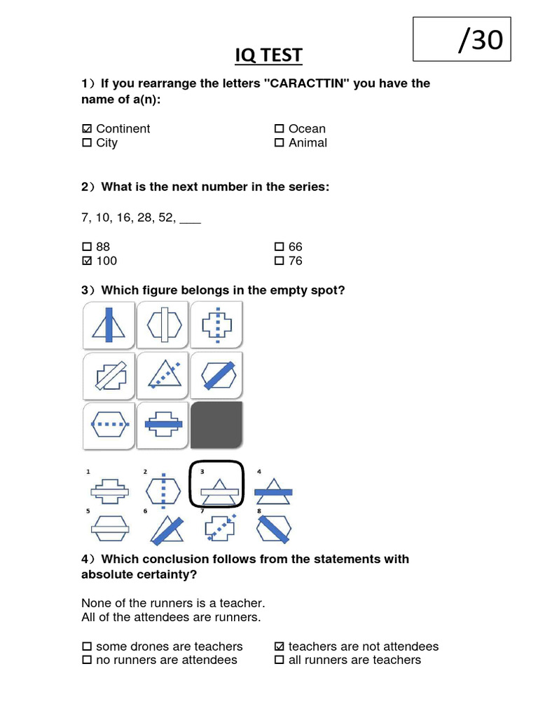 Iq Test Question | PDF