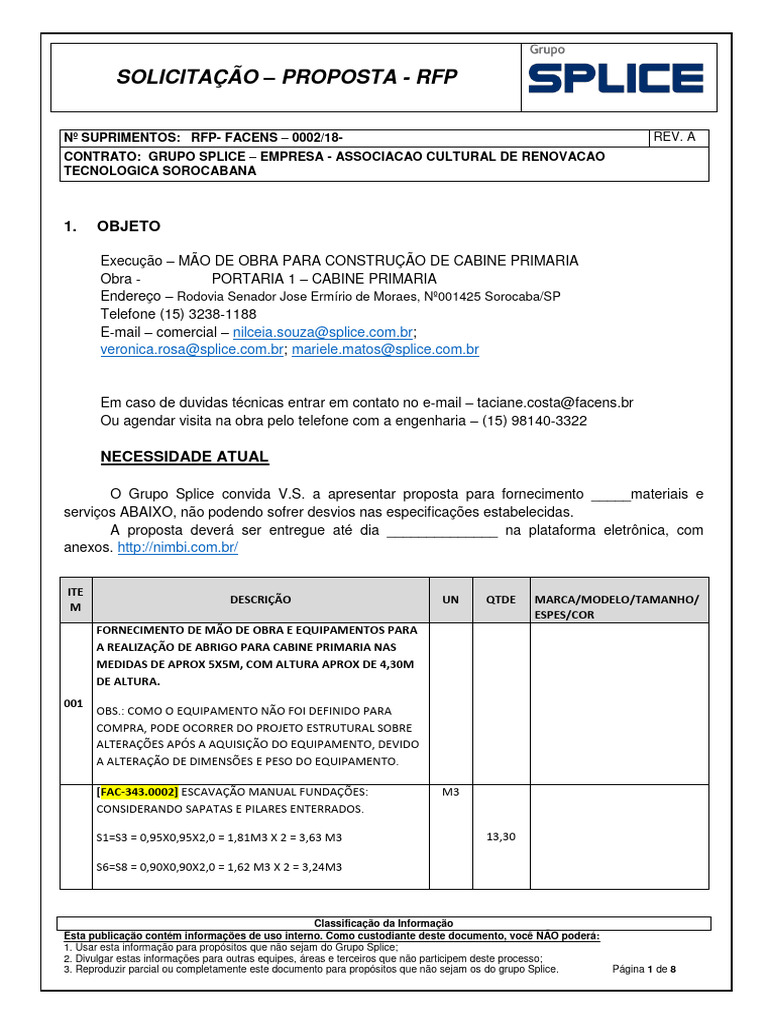 RFP para Construção de Cabine Primária | PDF | Impostos | Business