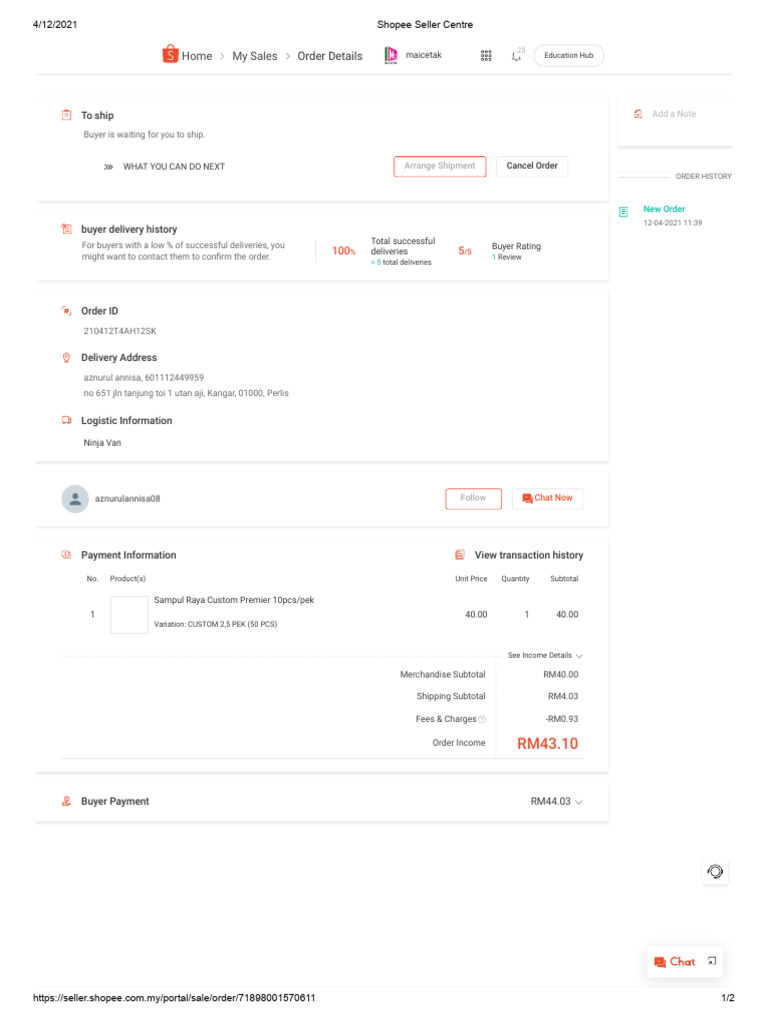Shopee Order Shipping Instructions | PDF | Service Industries | Money