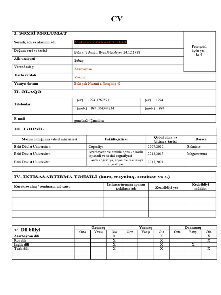 CV1 Azal CV | PDF