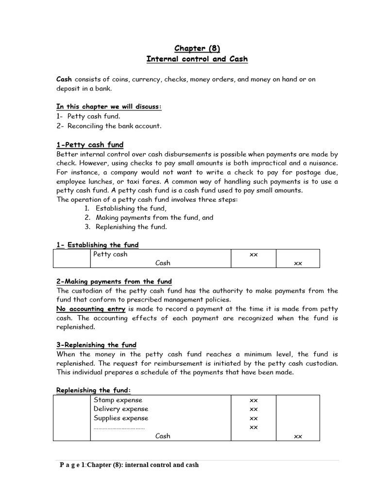 Internal Control and Cash Management | PDF | Cash | Money