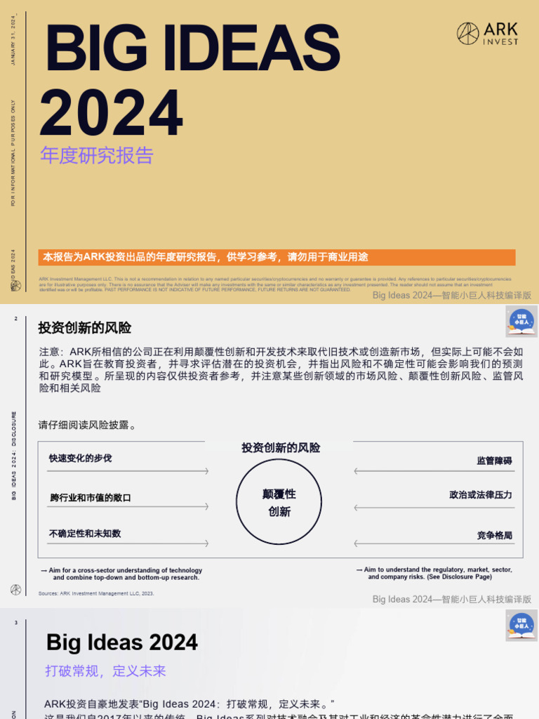 融合创新趋势洞察【ARK Invest】Big Ideas 2024（中文编译版） | PDF