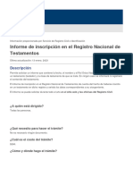 Informe de Inscripción en El Registro Nacional de Testamentos