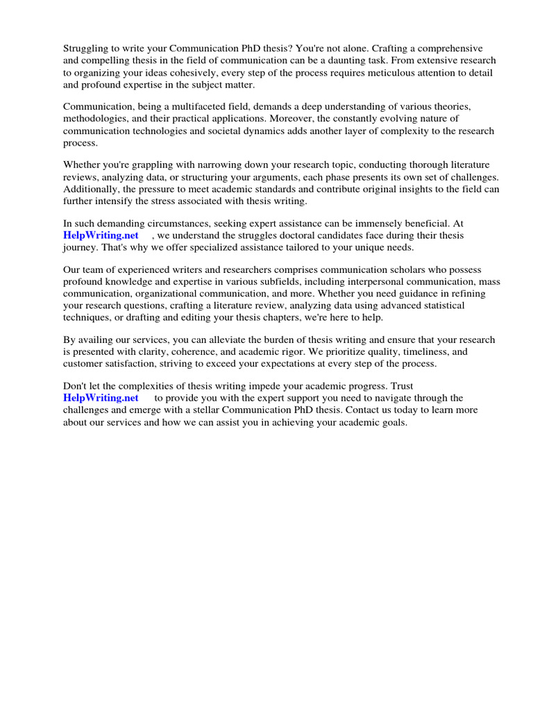 Communication PHD Thesis PDF | PDF | Thesis | Doctor Of Philosophy