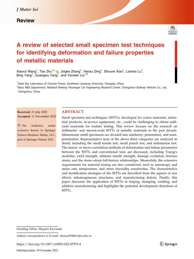 Small Specimen Test Techniques Review | PDF | Deformation (Engineering ...