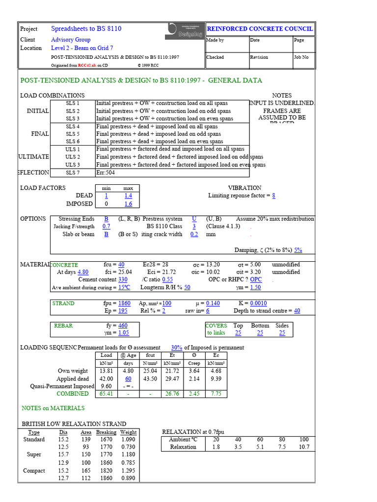 Post-Tensioned Design to BS 8110 | PDF | Prestressed Concrete | Beam ...