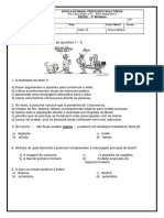 Prova Bimestral Língua Portuguesa 7ºano Integral