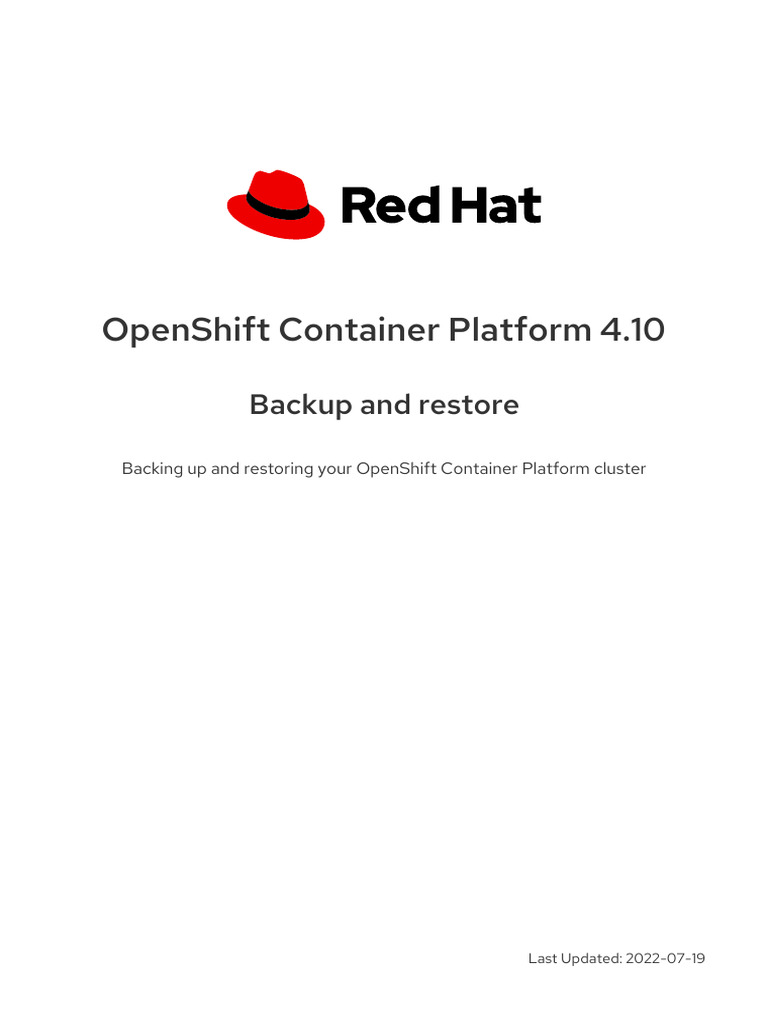 Openshift container platform 4 10 backup and restore en us pdf