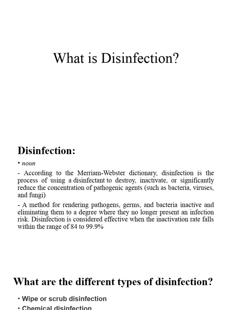What is Disinfection PDF Disinfectant Sterilization (Microbiology)