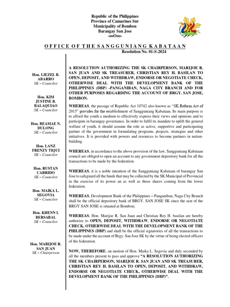 SK Resolution for Bank Transactions | PDF | Government
