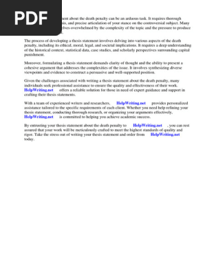 Thesis Statement About Death Penalty