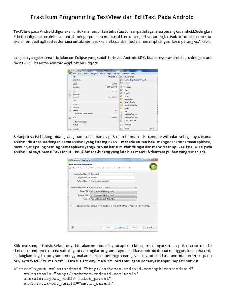 Praktikum EditText dan Button Android | PDF | Bisnis | Teknologi & Rekayasa
