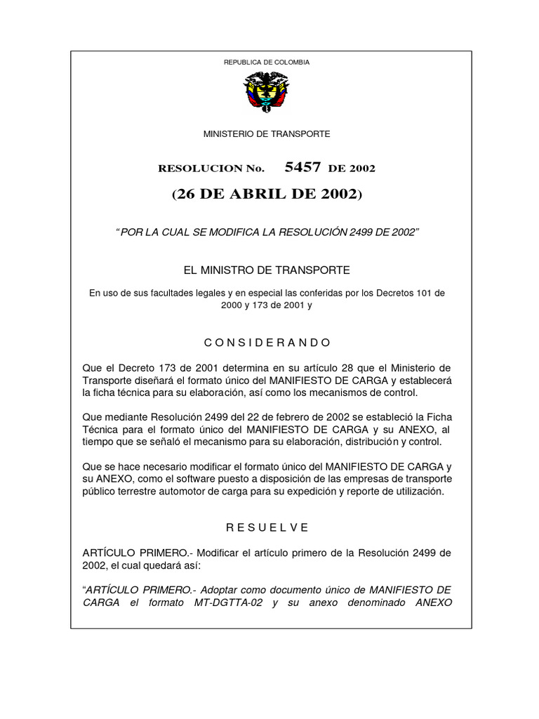 Resolucion 5457 2002 | PDF