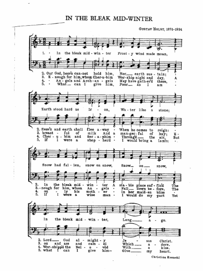 In The Bleak Mid Winter Gustav Holst Pdf