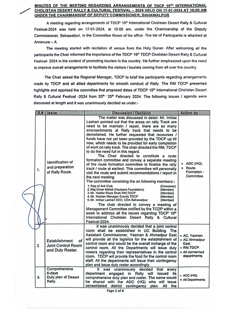 Minutes of TDCP 19th International Cholistan Desert Rally & Cultural ...
