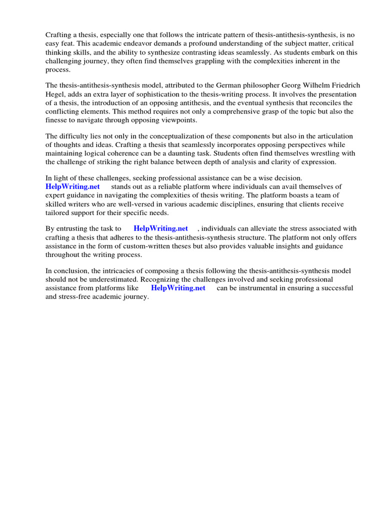 Example of Thesis Antithesis Synthesis | PDF