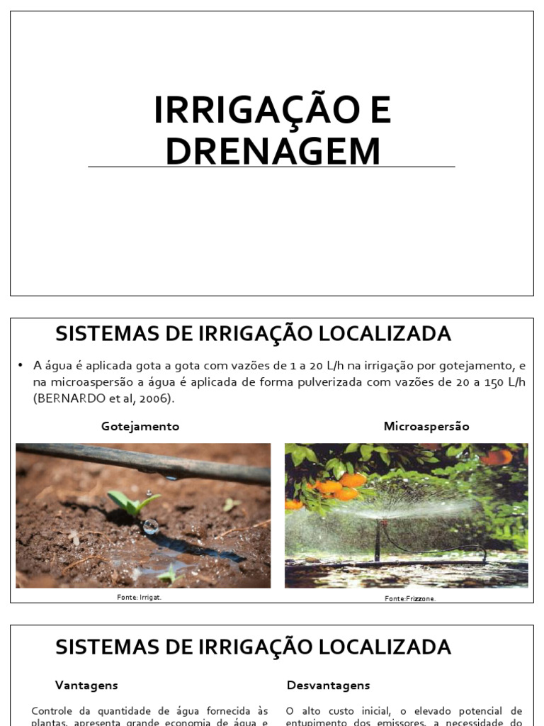 Aula 7 - Irrigação e Drenagem | PDF | Irrigação | Solo