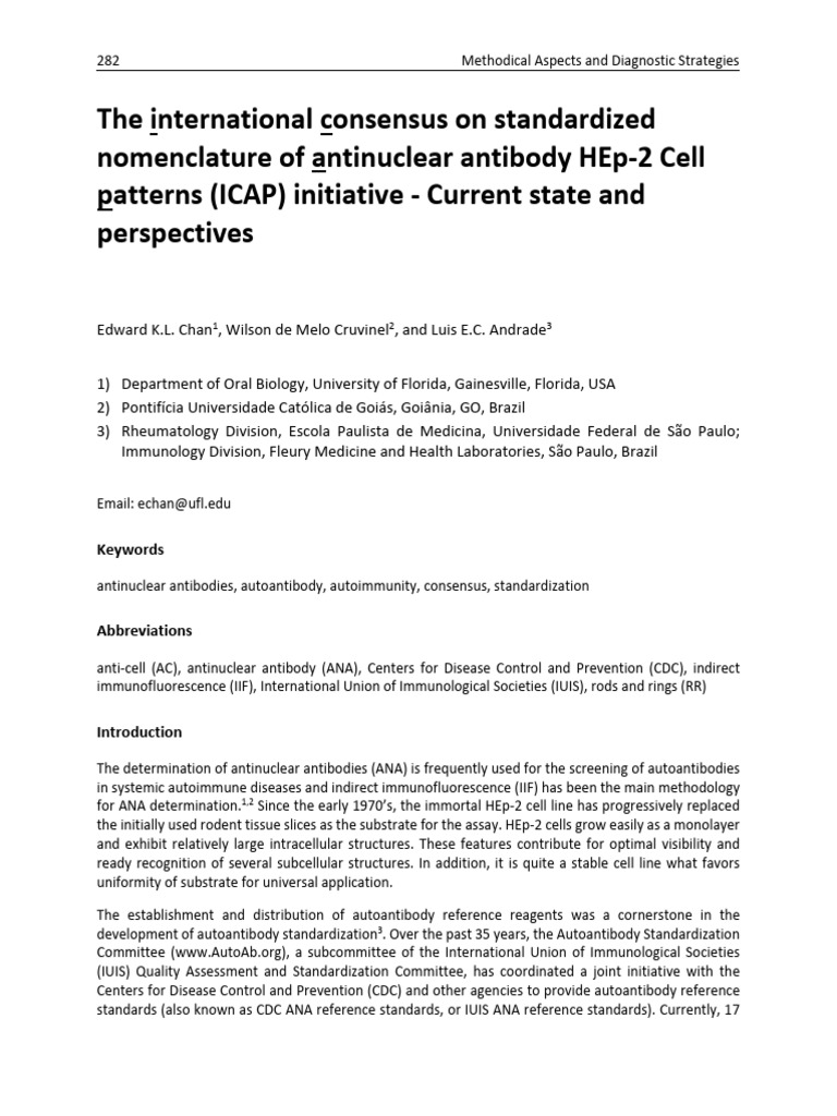 ICAP: Standardizing HEp-2 Cell Patterns | PDF | Biology | Medical ...
