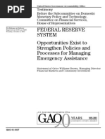 Federal Reserve System Opportunities Exist To Strengthen Policies and Processes For Managing Emergency Assistance
