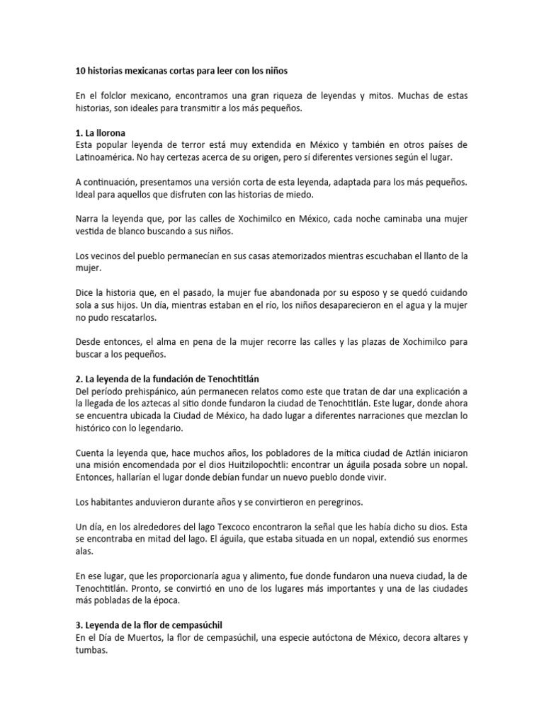 Leyendas Mexicanas Cortas Para Leer – QUQK