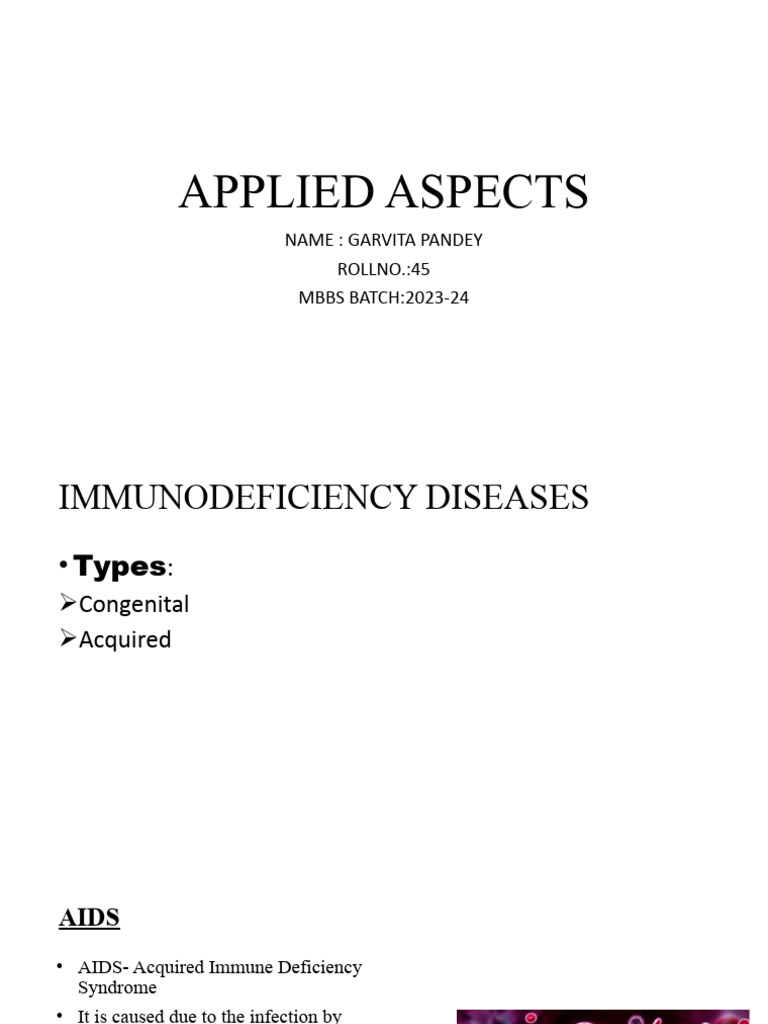 Immunodeficiency Applied Aspects Pdf