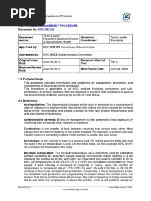KOC HE 027 - Heat Stress Management Procedure