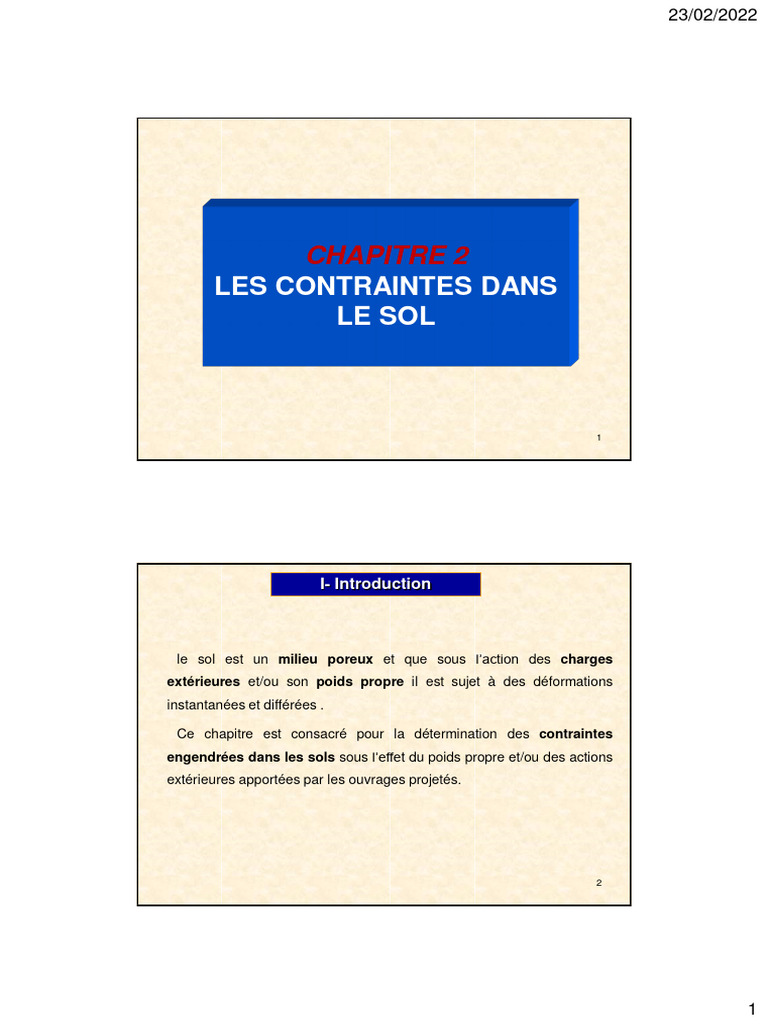 Contraintes dans le sol : poids et surcharge | PDF