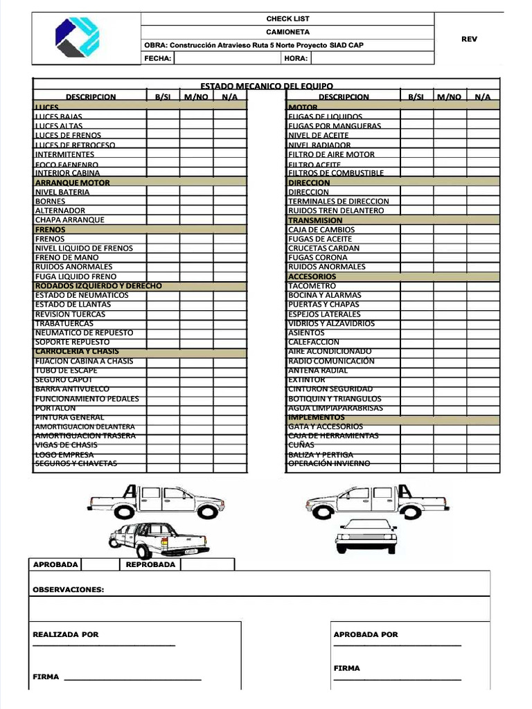 pdf-check-list-camioneta_compress | PDF | Carros deportivos ...