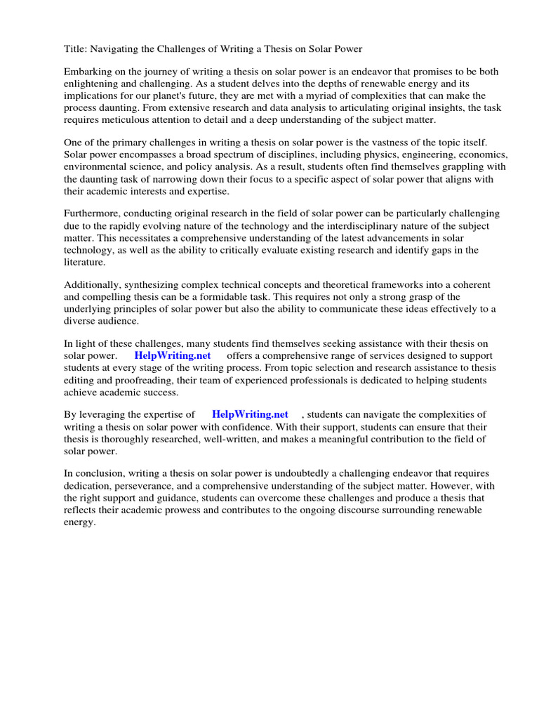 Thesis Solar Power Pdf Photovoltaics Solar Power