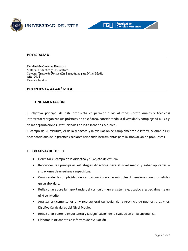 Didáctica y Currículum en Nivel Medio | PDF | Plan de estudios | Evaluación