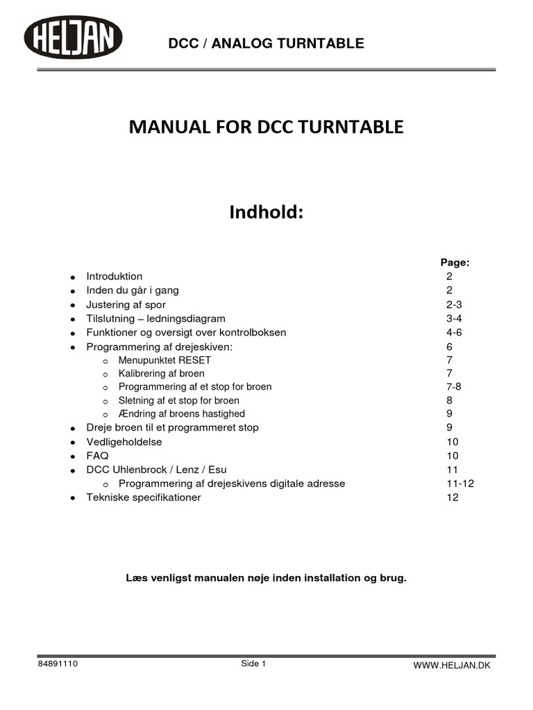 Drejeskive Manual Heljan | PDF