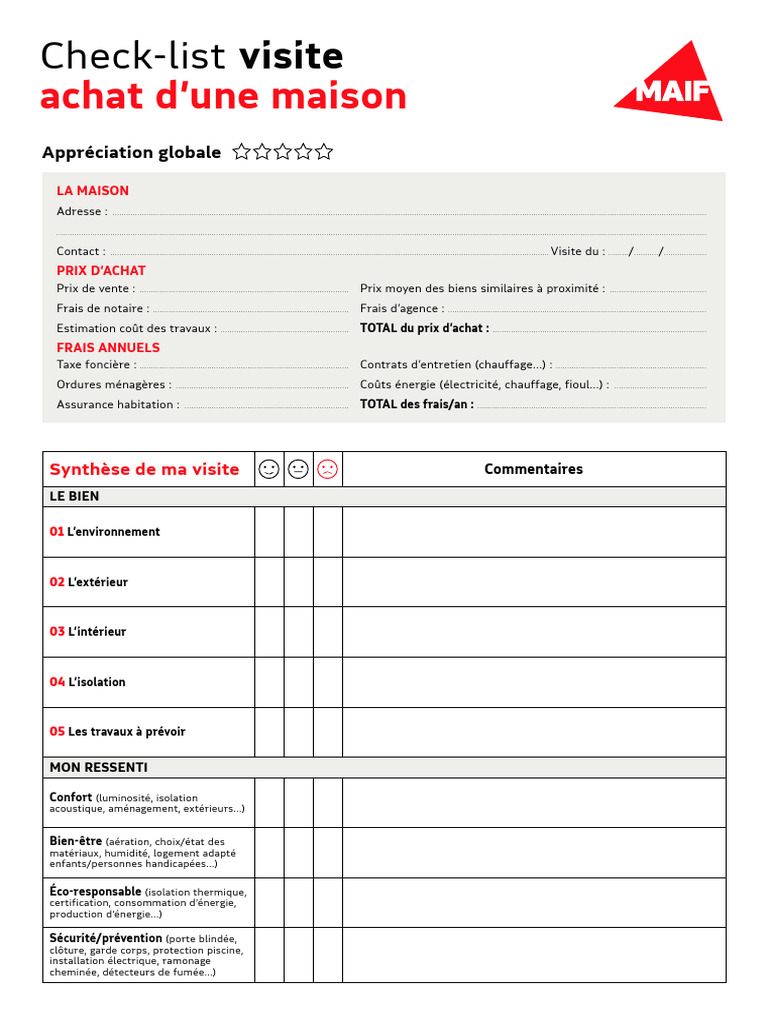 Checklist Visite Maison | PDF | Chaleur | Isolation thermique