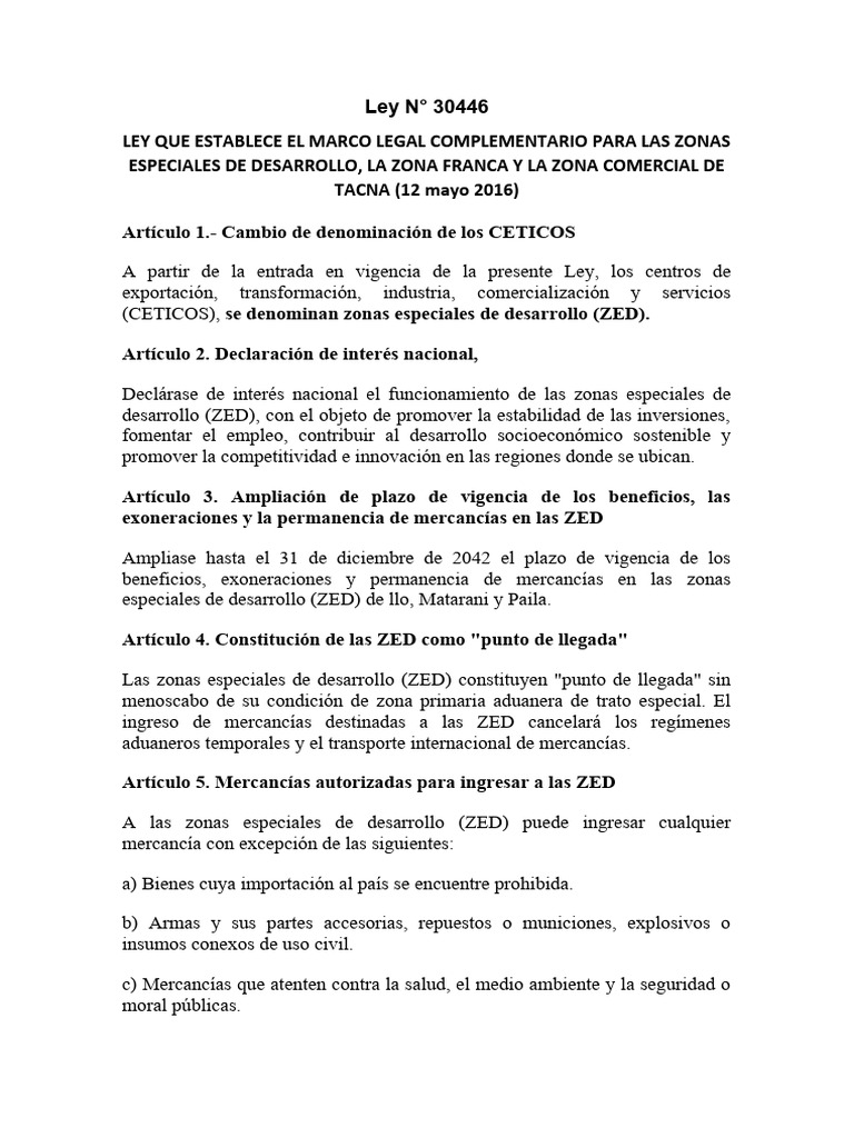 AYUDA MEMORIA Aprueban Reglamento de Las Zonas Especiales de Desarrollo ...