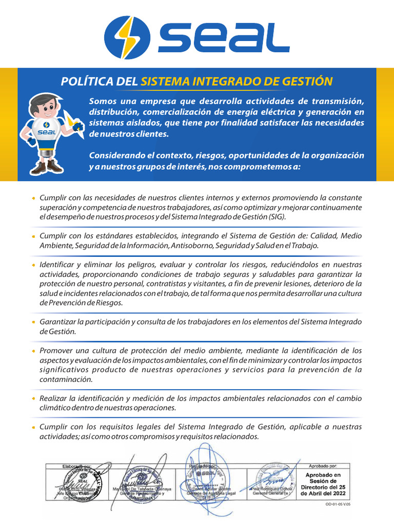 Política del Sistema Integrado SIG | PDF