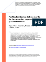 Particularidades Del Momento de La Consulta Urgencia, Duelo y Transferencia - Rojas, Maria Alejandra, Mazzia, Vale (... ) (2021) .