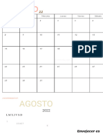 Calendario Agosto 2022 UnaCasitaDePapel