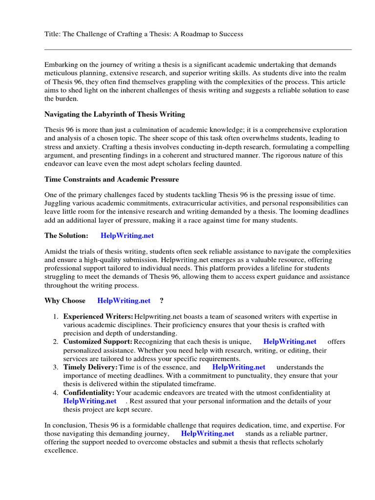Thesis Writing Challenges and Solutions | PDF