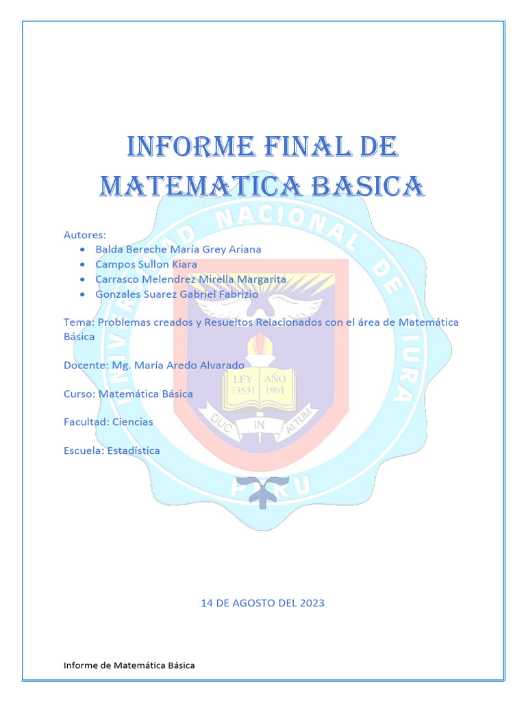 Informe Final de Matematica Basica7 (1) Final3 2 (1) - Ultimo | PDF ...