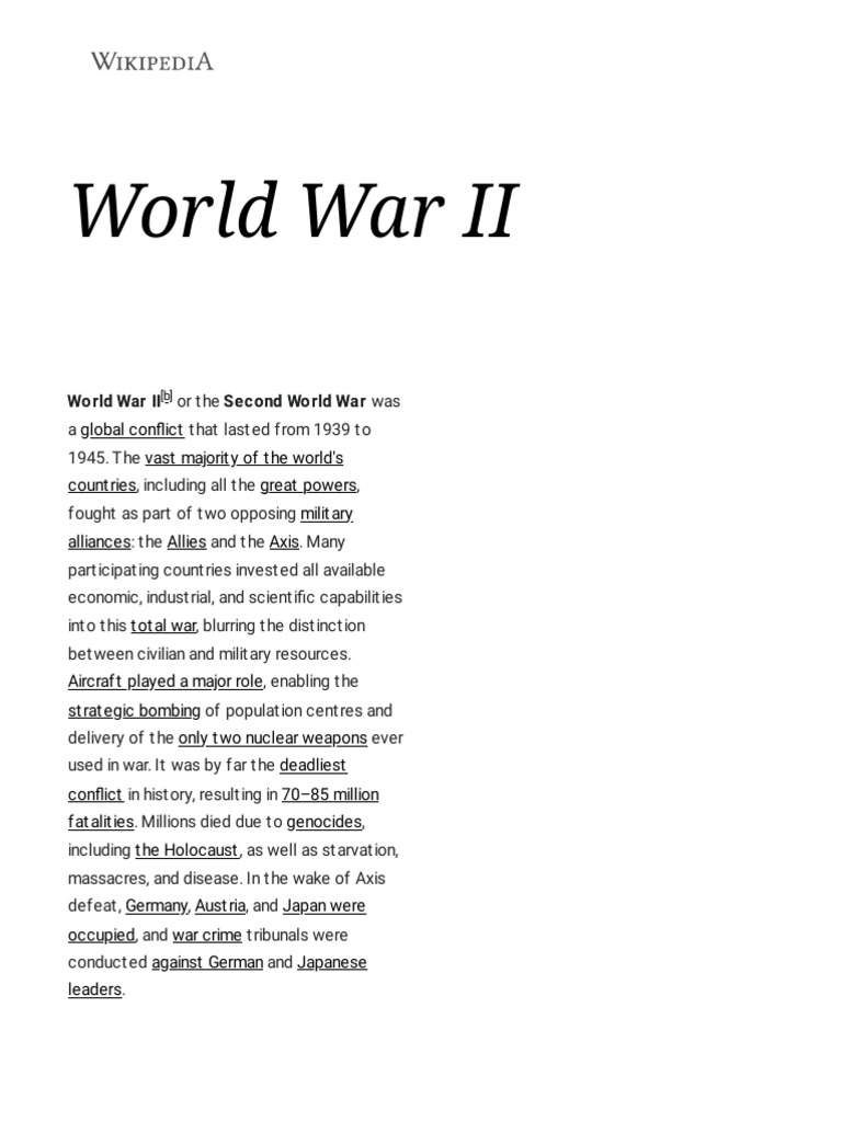 World War Ii Wikipedia Pdf World War Ii Axis Powers